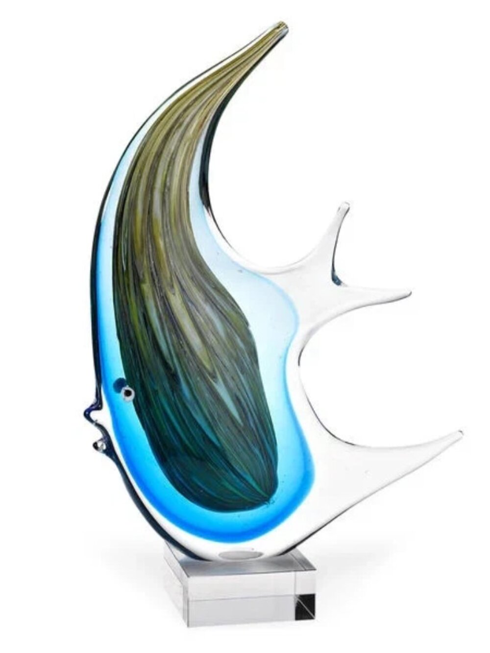 Badash Murano Style Giant Angel Fish Art Glass Sculpture 16" Coastal Decor